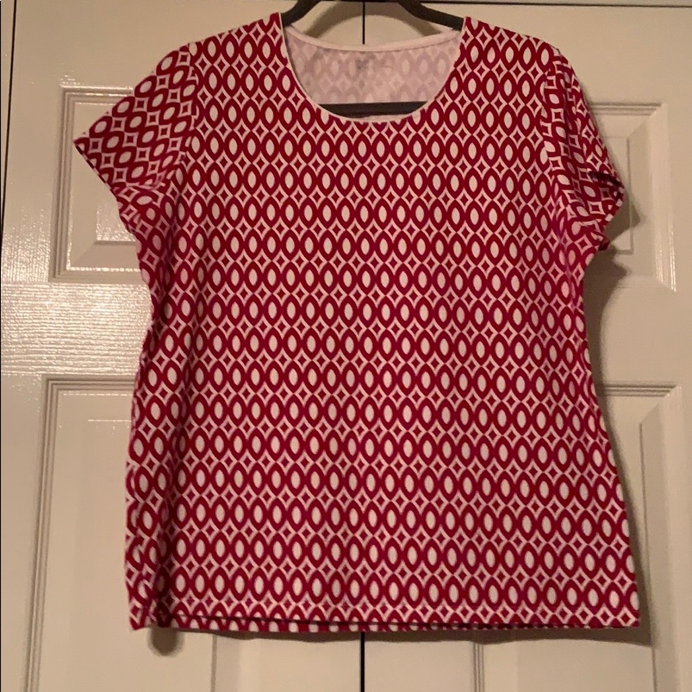 Red and White Kim Rodgers Short Sleeve Shirt🔴